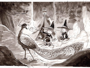 inktober dessin paon peafowl drawing