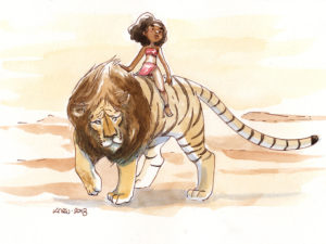 aquarelle enfant lion tigre