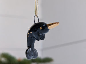 porcelain narwhal pendant