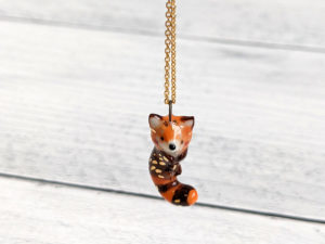 porcelain red panda pendant