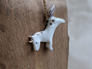 unicorn pendant lilac gold