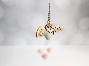 barn owl pendant porcelain