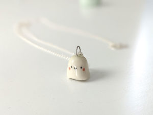 porcelain ghost pendant