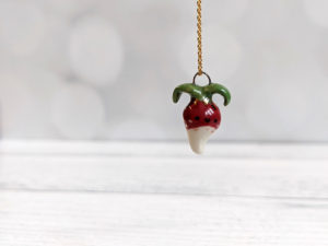 red radish pendant porcelain and gold