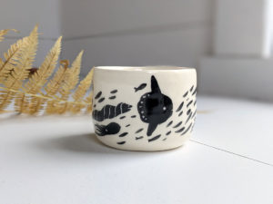 Gobelet poissons porcelaine fait main