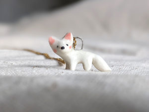 arctic fox porcelain pendant