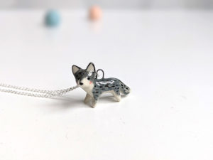 porcelain wolf pendant