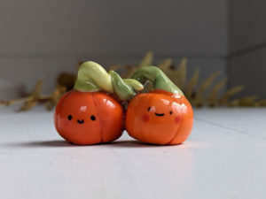pumpkin couple porcelain figurine