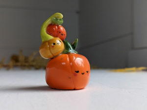 pumpkin mama and babies porcelain figurines