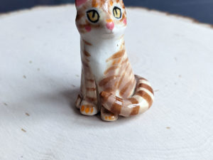 tabby cat porcelain figurine
