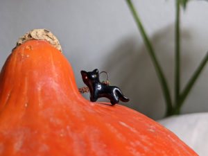 black cat porcelain pendant